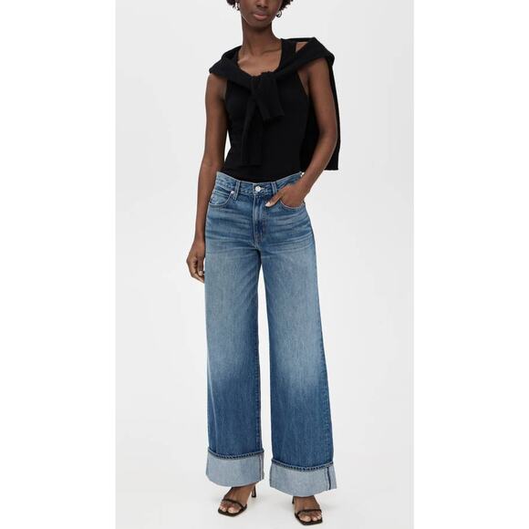 SLVRLAKE Selena Turn Up Jeans in Nine to Five Blue 25 - Picture 1 of 4